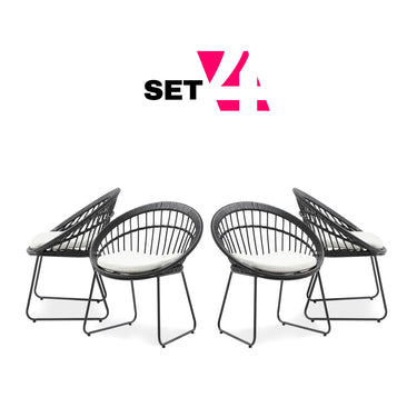 Set de 4 sillas de exterior Tavira - Negro - Tu Gow