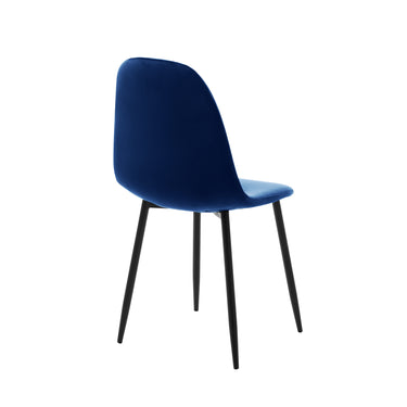 Set de 4 sillas terciopelo Oxford - Azul y Negro - Tugow