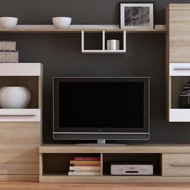 Mueble TV suspendido Easy con puerta hacia abajo, color madera negra