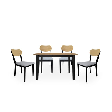 Comedor Aegon con 4 sillas - Negro, Madera, Gris - Tugow