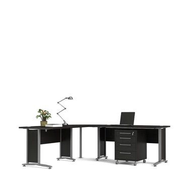 Set negro de dos escritorios con un archivero - Tu Gow